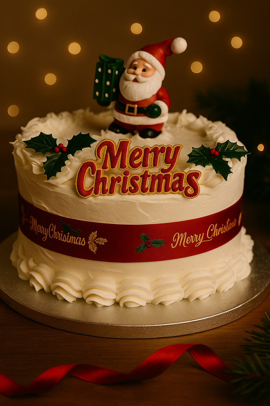 Medium Snow Scene Christmas Fruit Cake- Royal Icing
