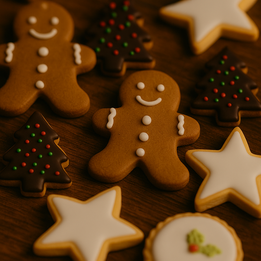 5x Novelty Christmas Shortbread - In a J Hall & Son Bakers Gift Box