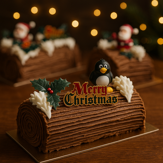 Chocolate Yule Log- In a Christmas Themed Gift Box